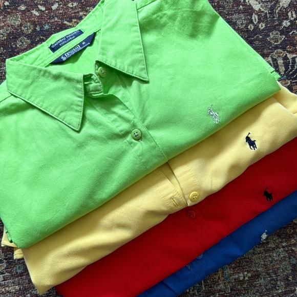Green Ralph Lauren Polo Three-Quarter Sleeve Button-Up - Prep Style 100% Cotton - Picture 7 of 7
